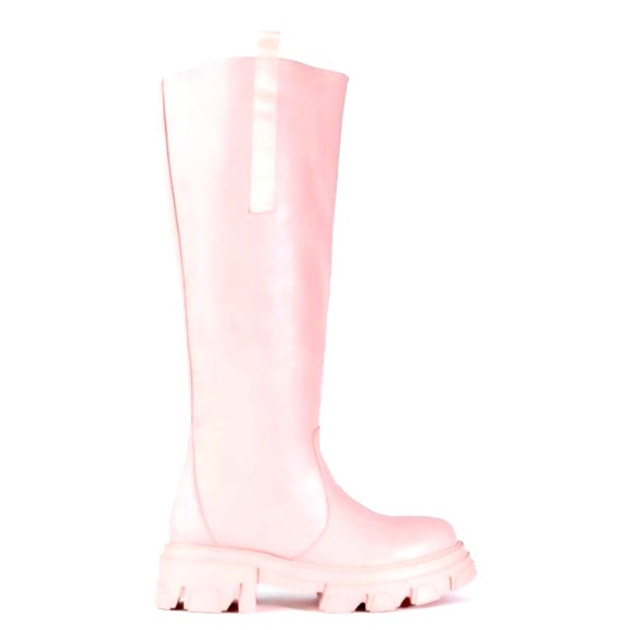 Azalea Wang Pink Luxe Vegan Leather Tall Knee High Flatform Boots - Picture 1 of 3
